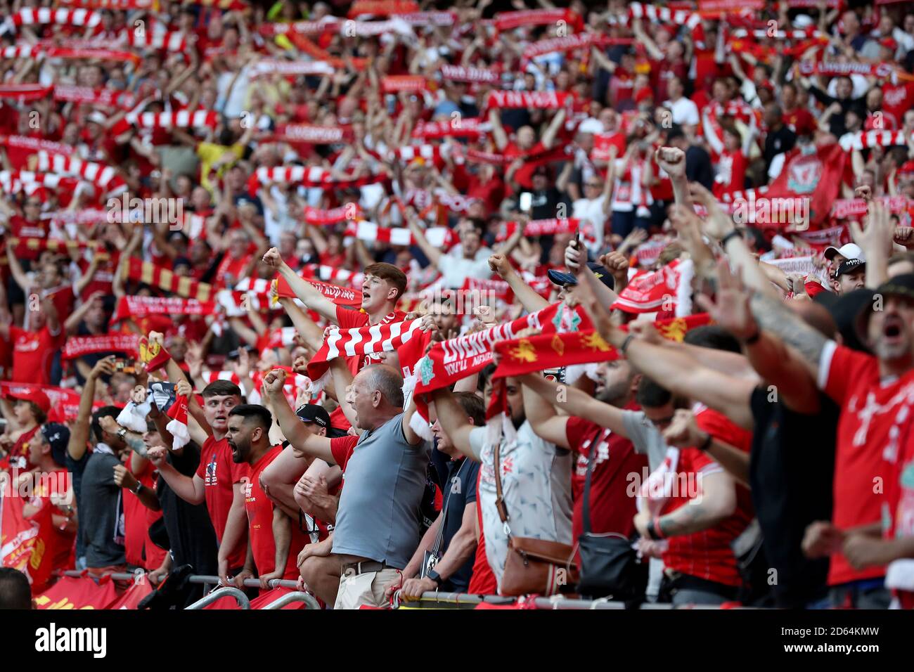Liverpool fans during the UEFA Champions League Final at the Wanda Metropolitano, Madrid. Stock Photo