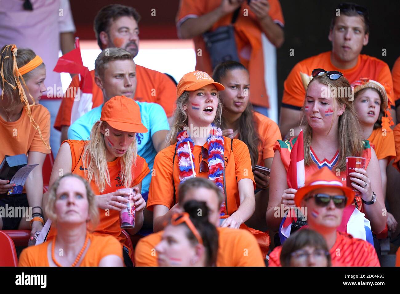Netherlands fans show their support from the stands ahead of the match ...
