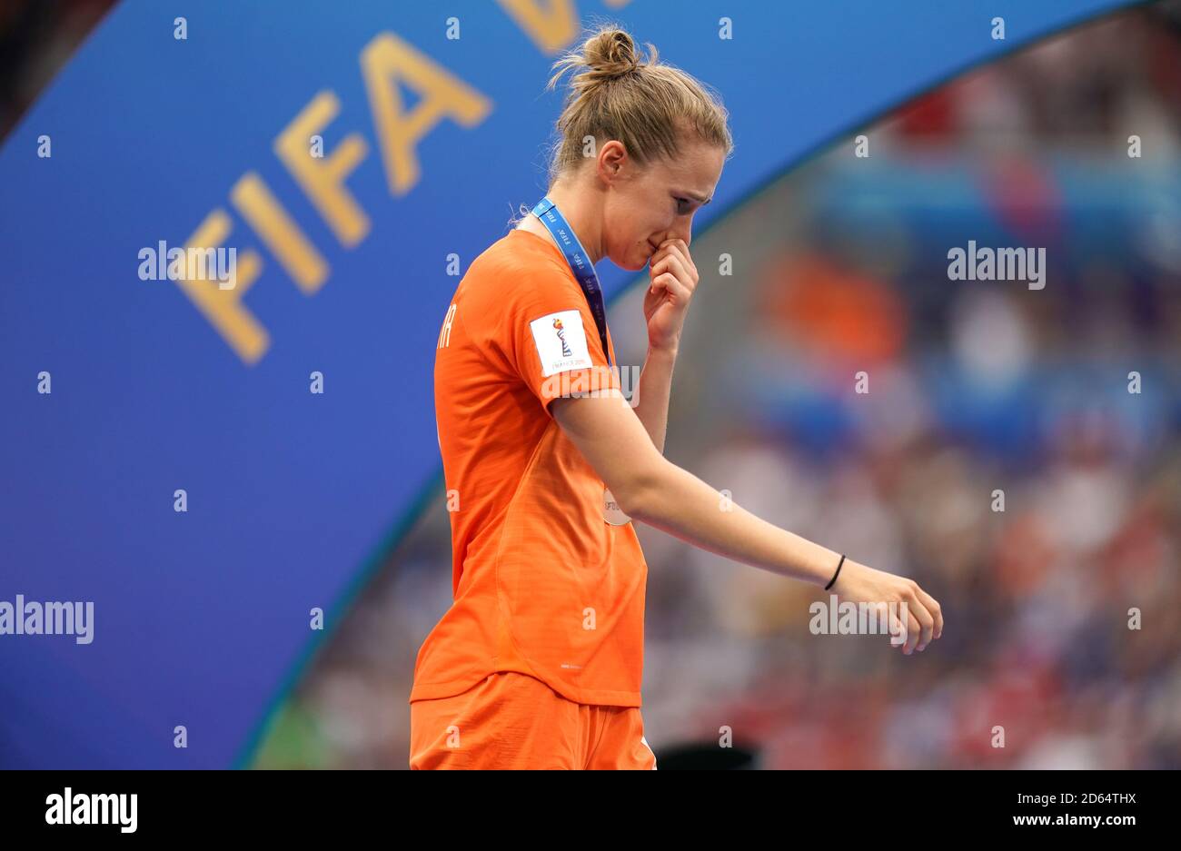 Netherlands' Jackie Groenen appears dejected after the final whistle Stock Photo