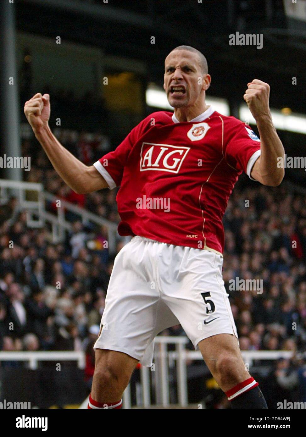 Manchester United's Rio Ferdinand celebrates the winning goal scored by