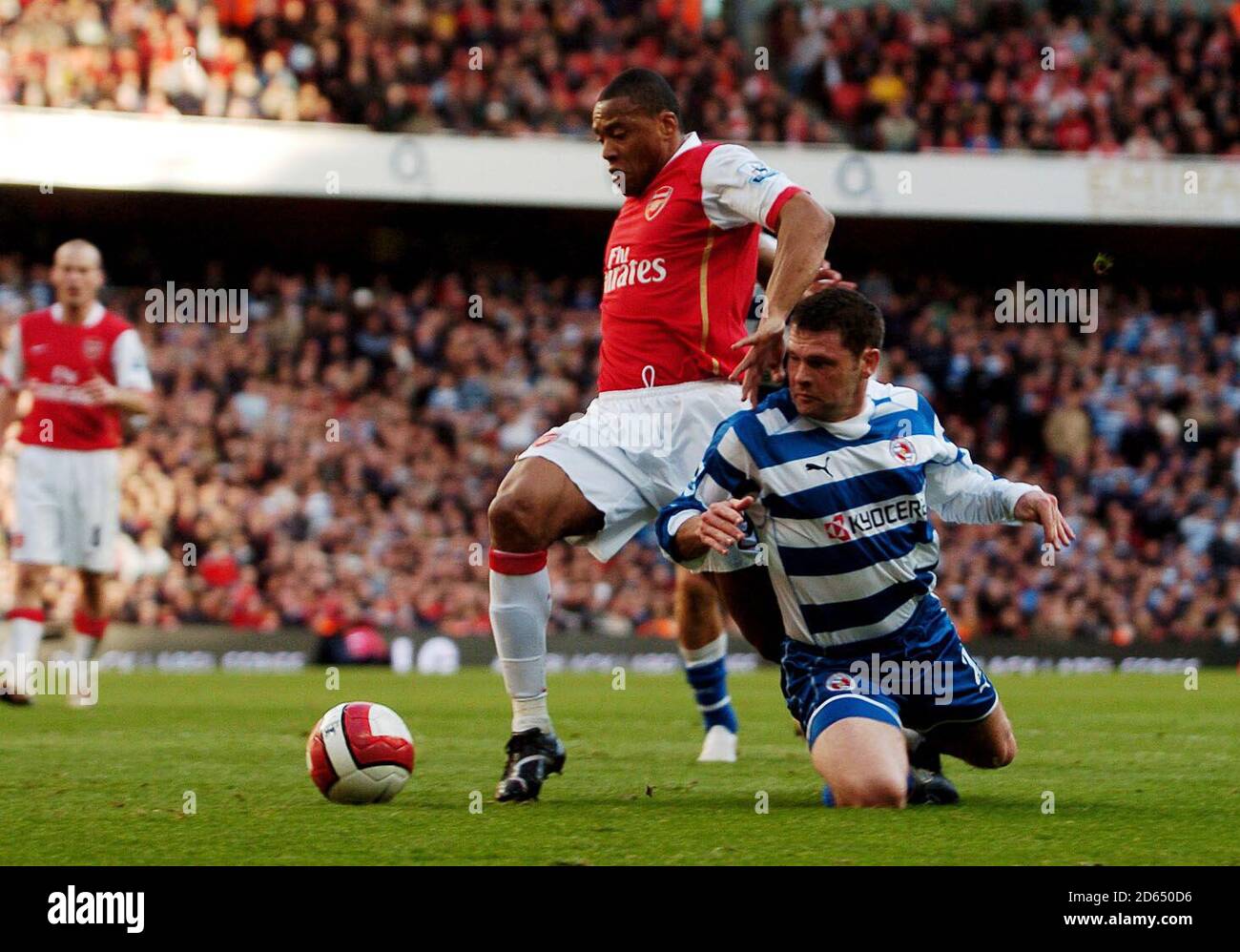 Arsenal's Julio Baptista holds off Reading's Graeme Murty to score the second goal Stock Photo