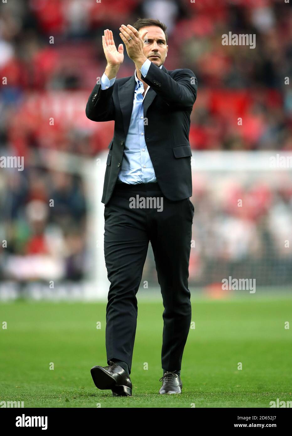 Chelsea manager Frank Lampard applauds the fans after there final ...
