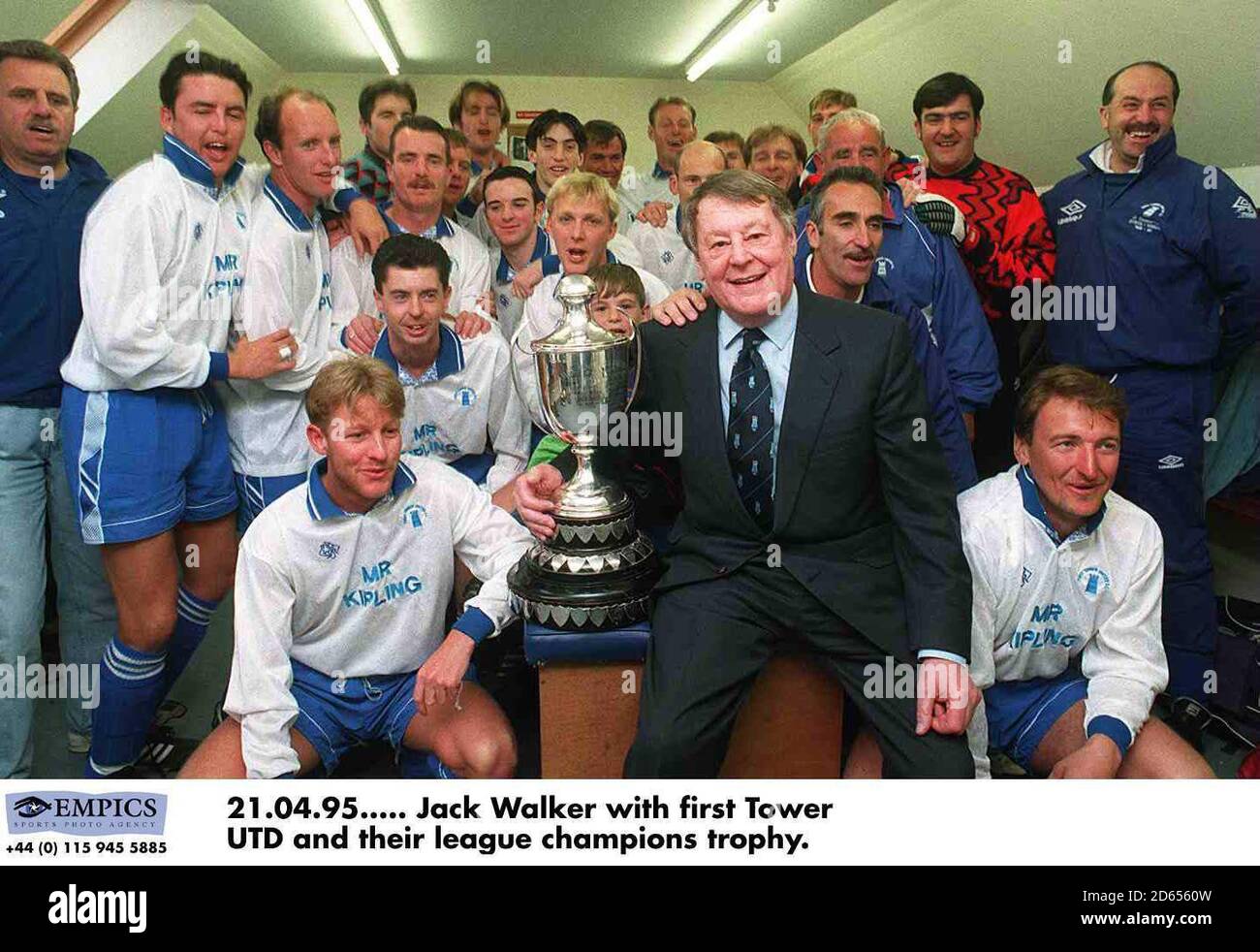 21-APR-95 ... Jack Walker with First Tower United and their league Champions Trophy Stock Photo