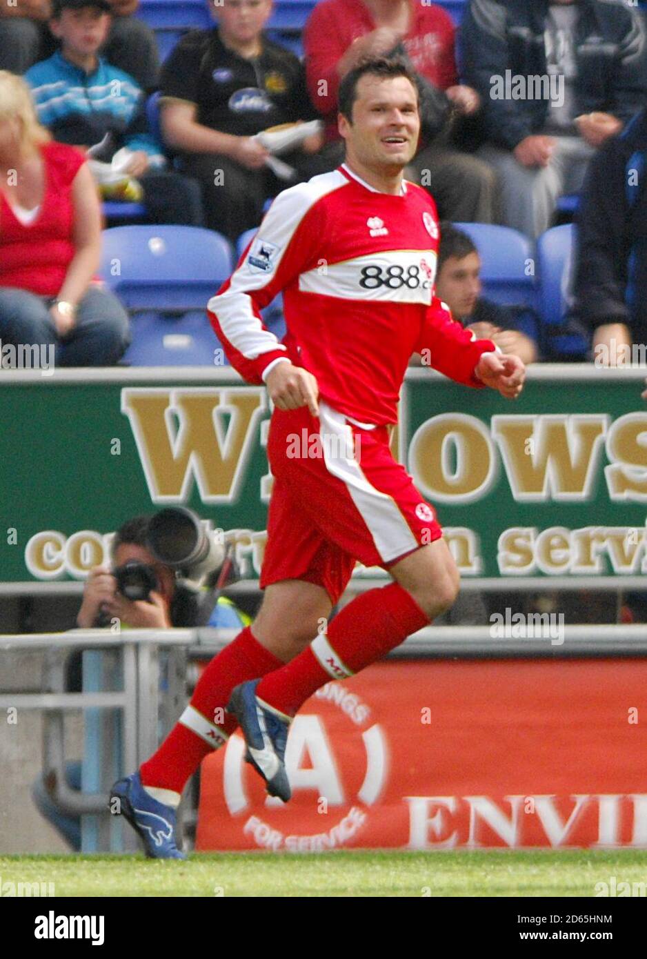 Middlesbrough's Mark Viduka celebrates after scoring the opening goal Stock Photo