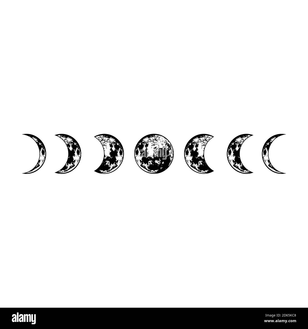 Lunar phases. Vector moon surface. Isolated cosmic silhouette. . Vector illustration Stock Vector