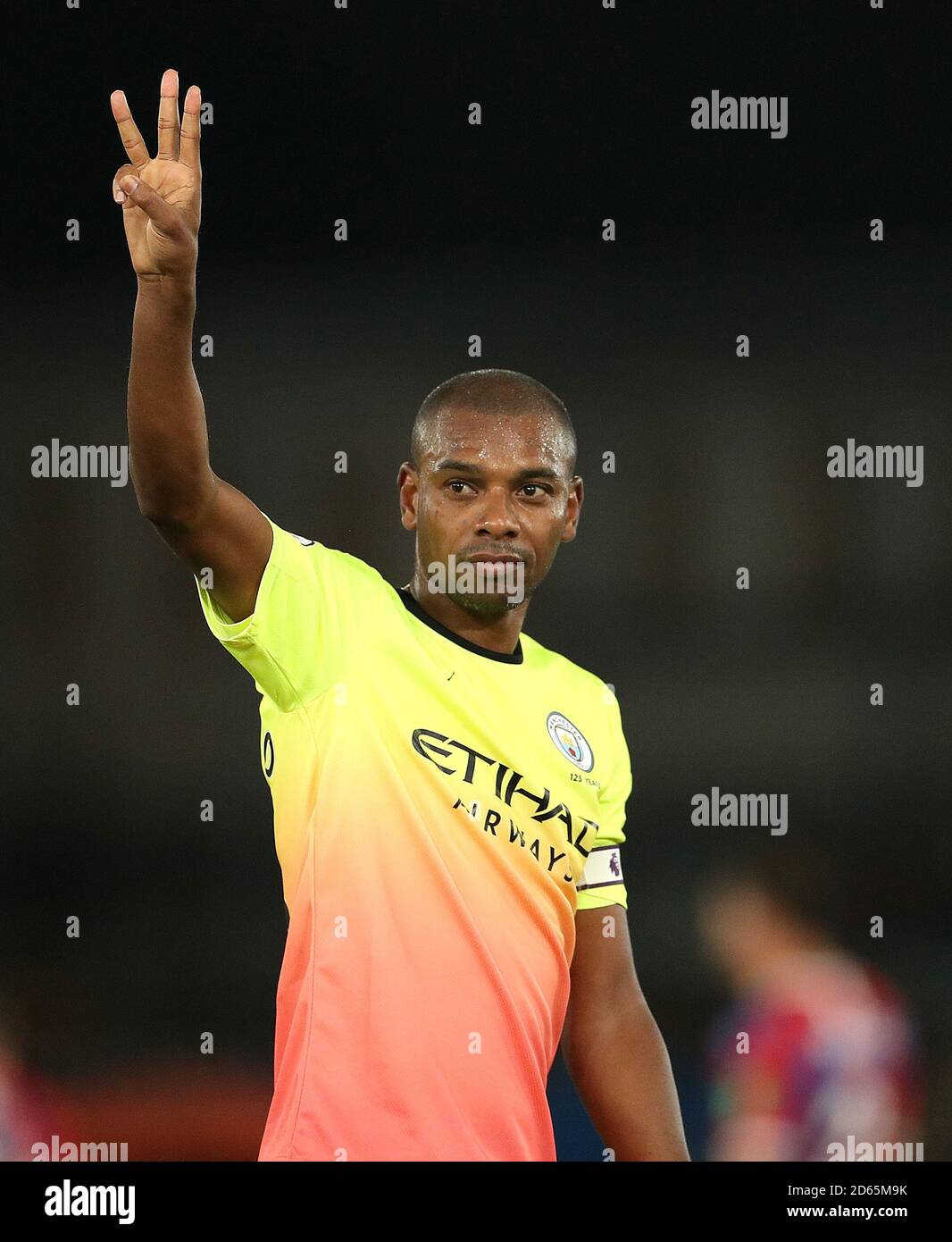 Manchester City's Fernandinho applauds fans after the final whistle ...