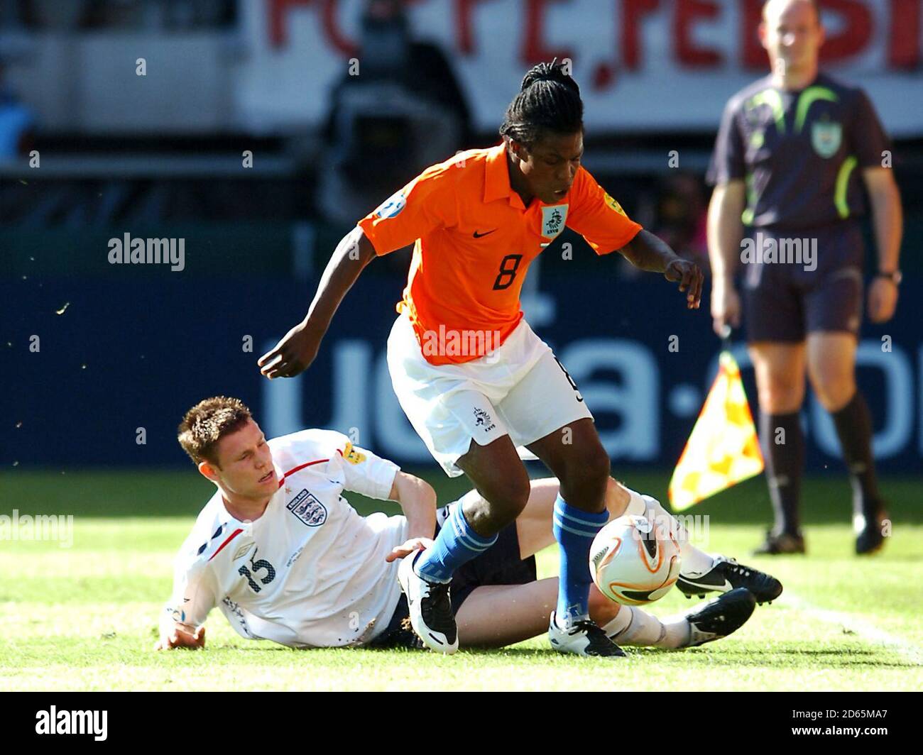Holland's Royston Drenthe evades the challenge of England's James Milner Stock Photo