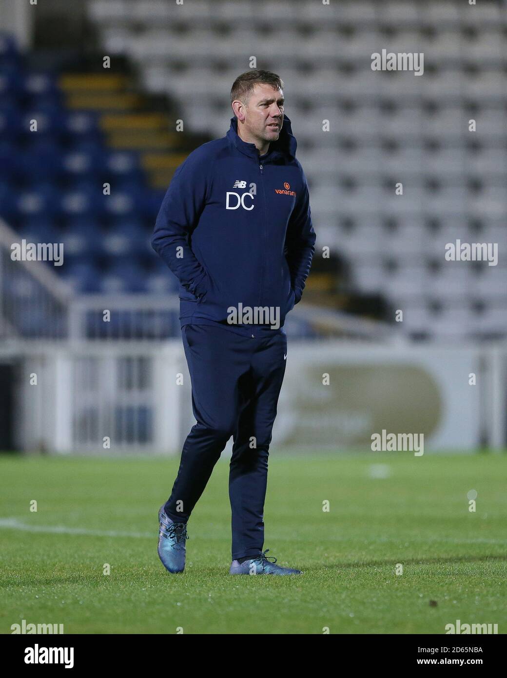 Hartlepool manager, Dave Challinor during the Vanarama National League match between Hartlepool United and Bromley at Victoria Park, Hartlepool on Tuesday 13th October 2020. (Credit: Mark Fletcher | MI News) Stock Photo