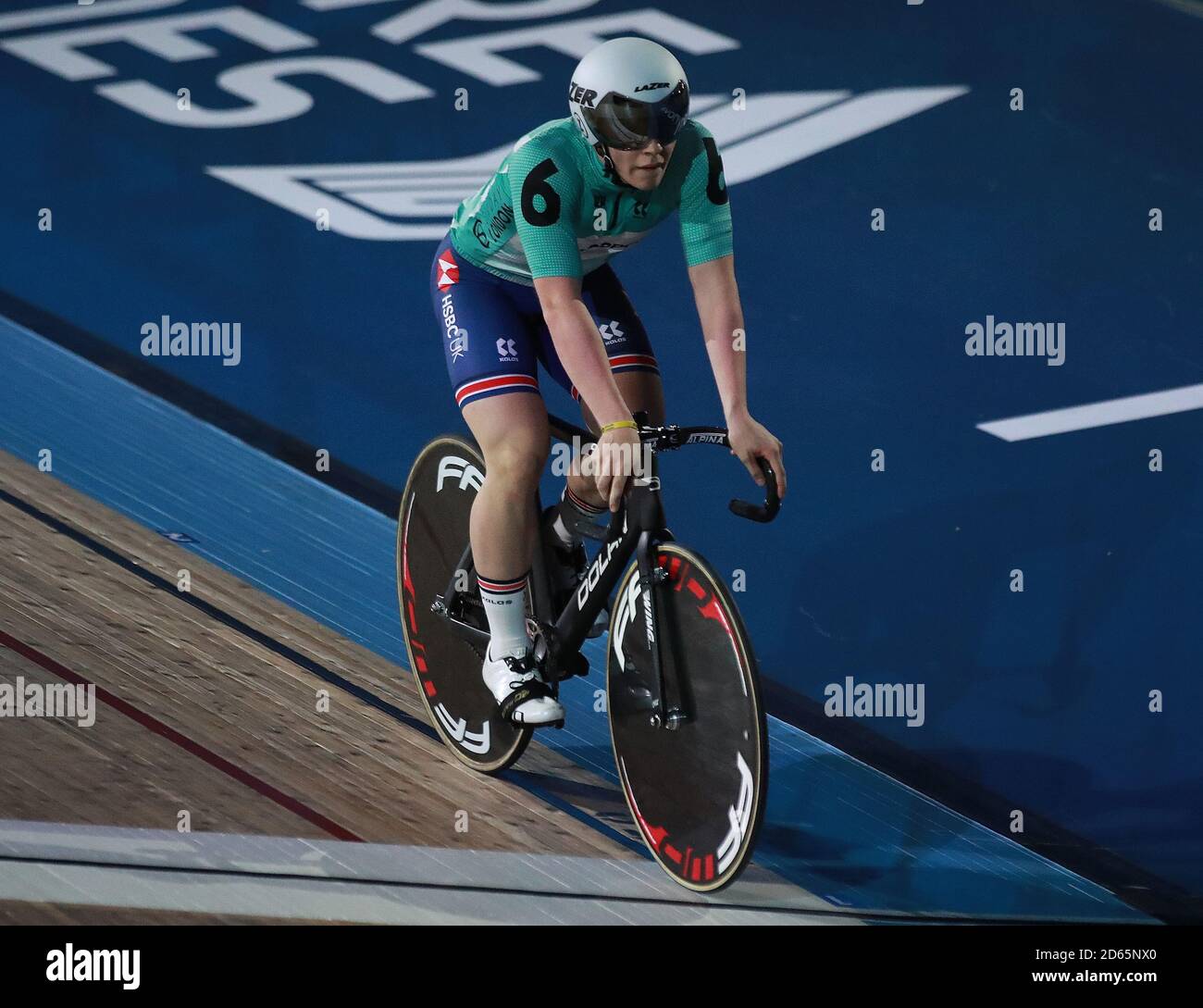 James Bunting during day one of the Phynova Six Day Cycling at Lee Valley VeloPark, London. Stock Photo