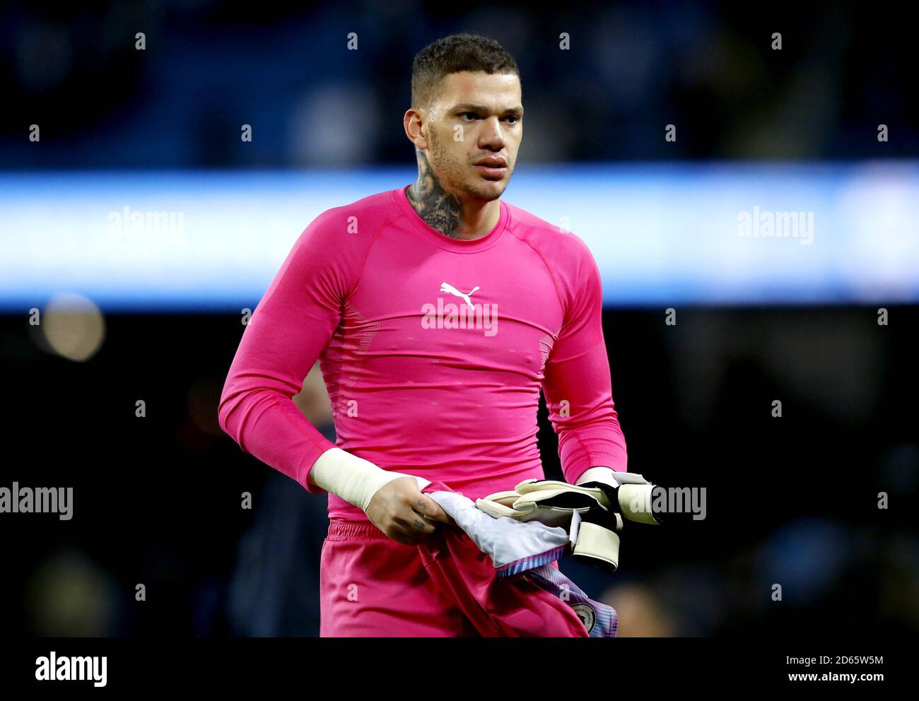 Manchester City goalkeeper Ederson at the end of the match Stock