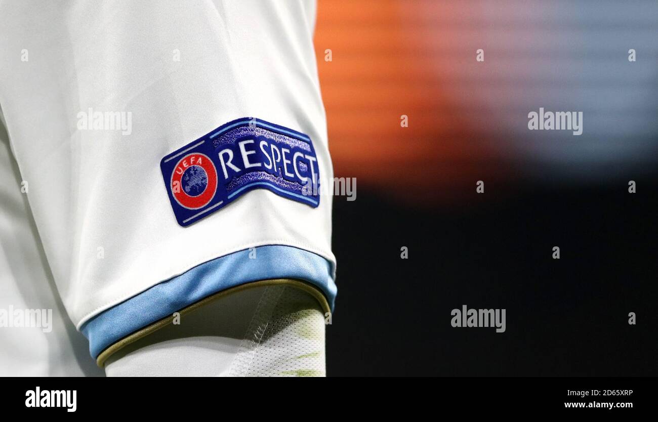 A UEFA Respect patch on a Slovan Bratislava shirt Stock Photo - Alamy