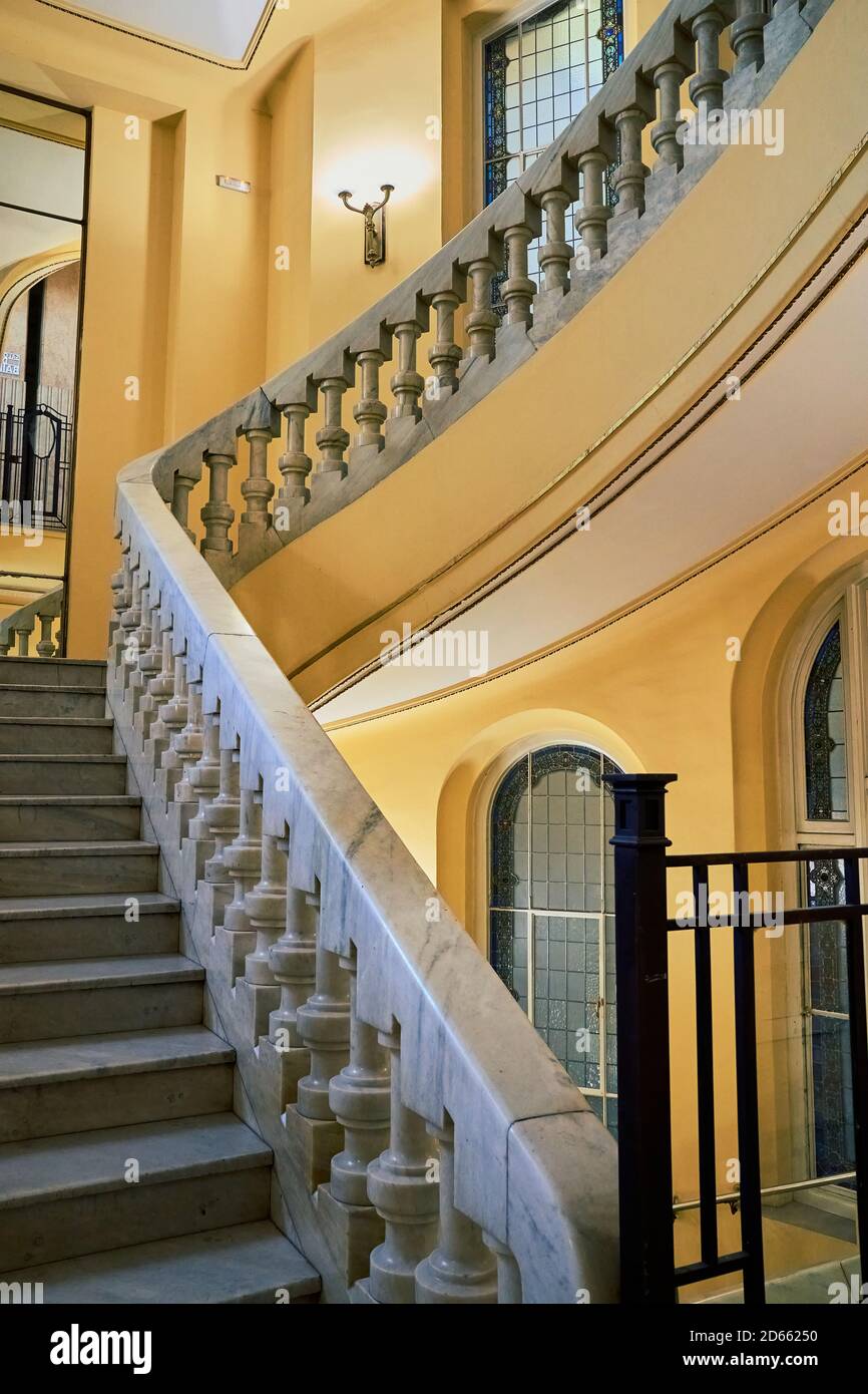 Interior main staircase of the Circulo de bellas Artes, Madrid, Spain, September 2020 Stock Photo