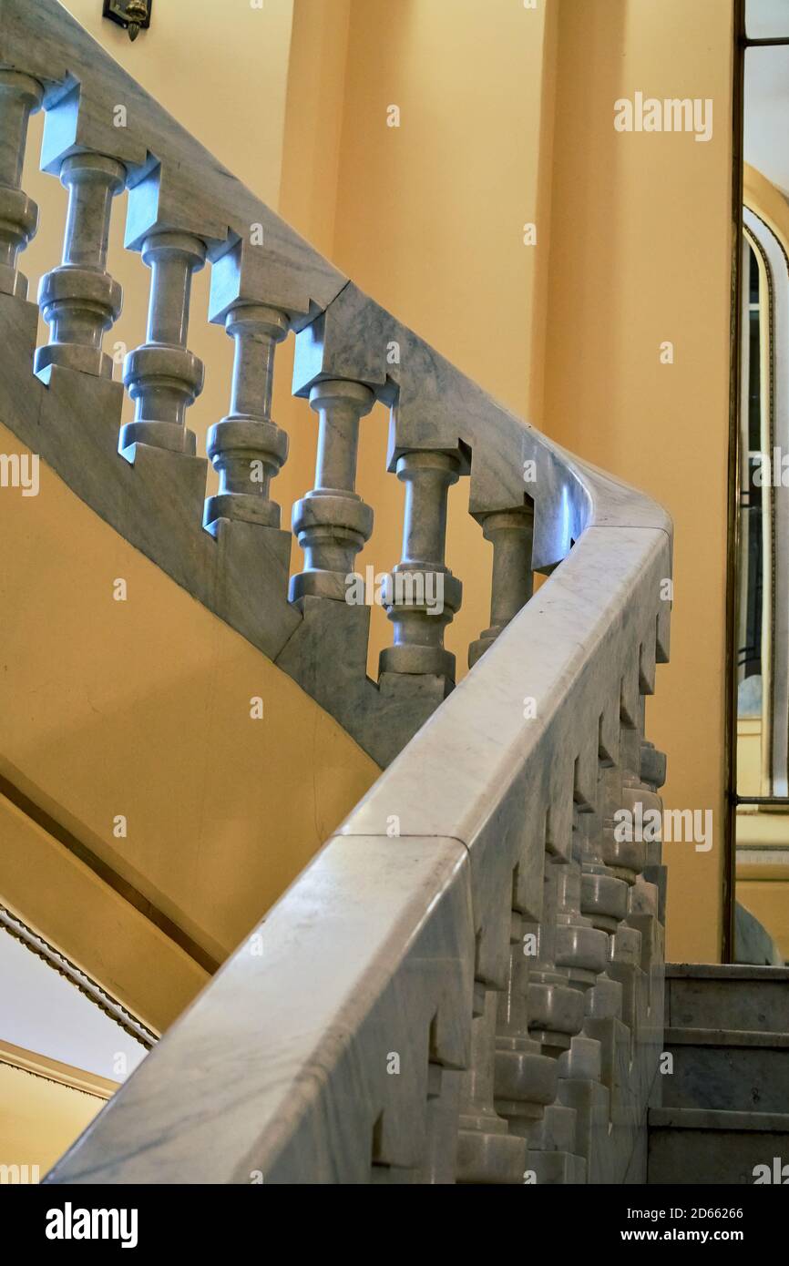 Interior main staircase of the Circulo de bellas Artes, Madrid, Spain, September 2020 Stock Photo