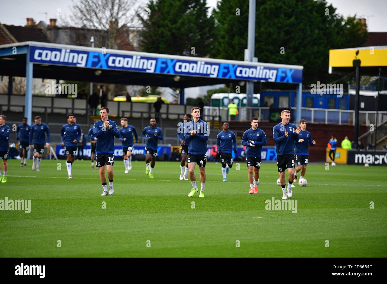 Coventry City's players warm up ahead of the match  Stock Photo