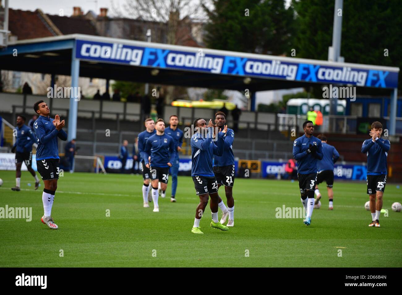 Coventry City's players warm up ahead of the match  Stock Photo