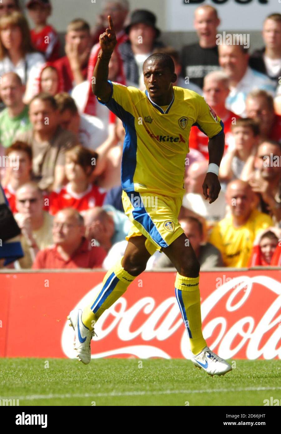 Leeds uniteds tresor kandol celebrates his goal hires stock