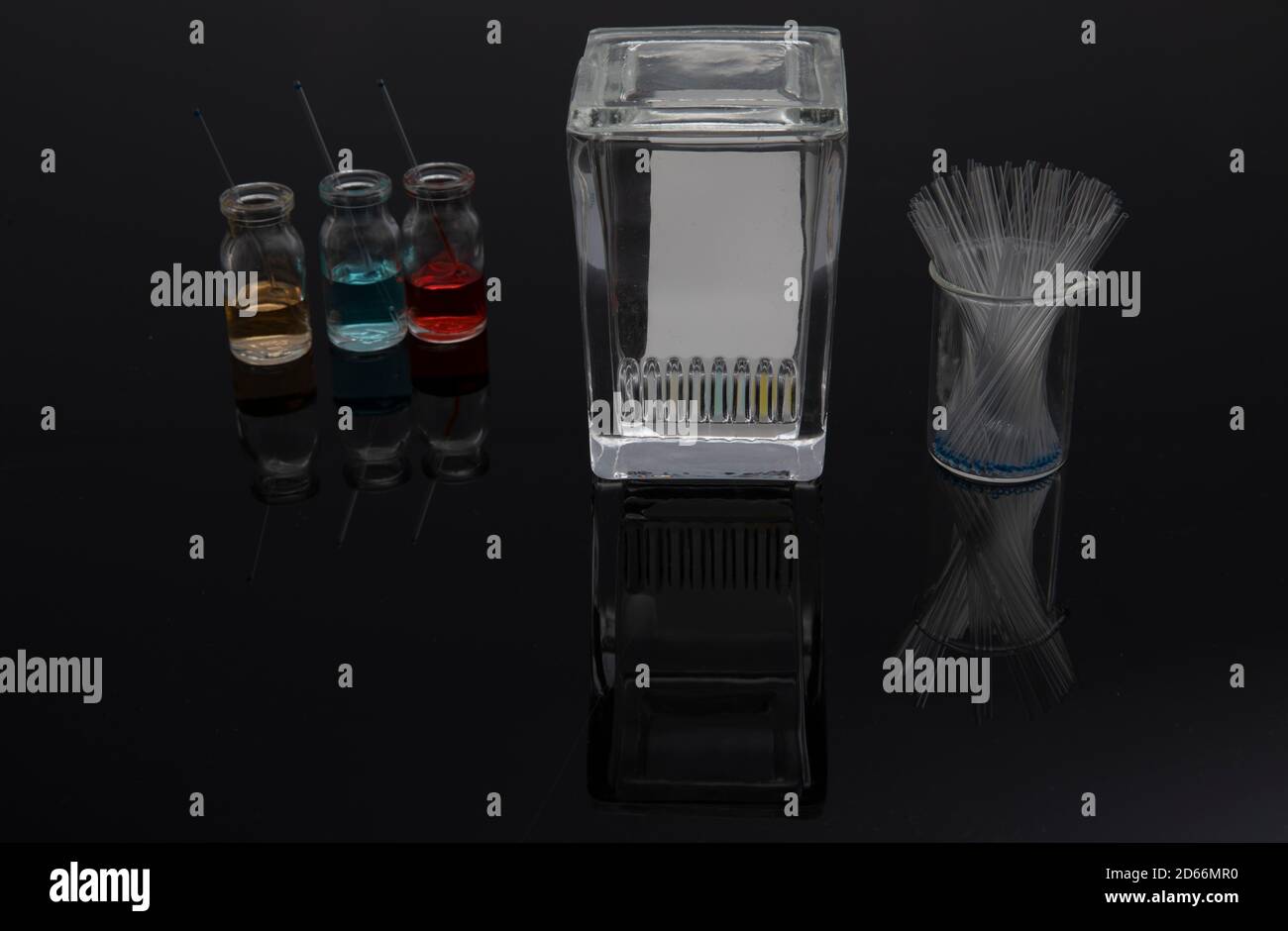 Colorful sample application of thin layer chromatography. The process of developing samples in