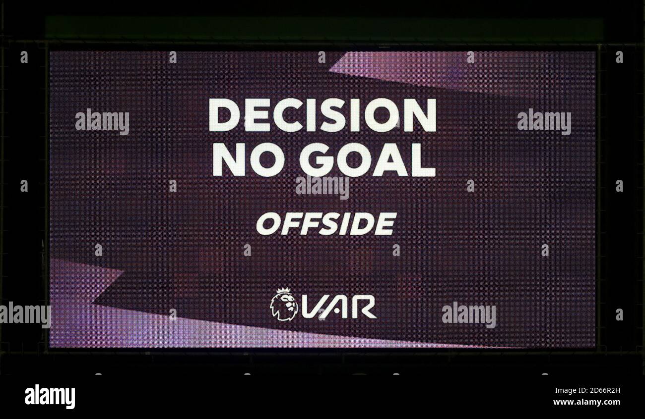 The big screen shows that the VAR decides Wolverhampton Wanderers ...