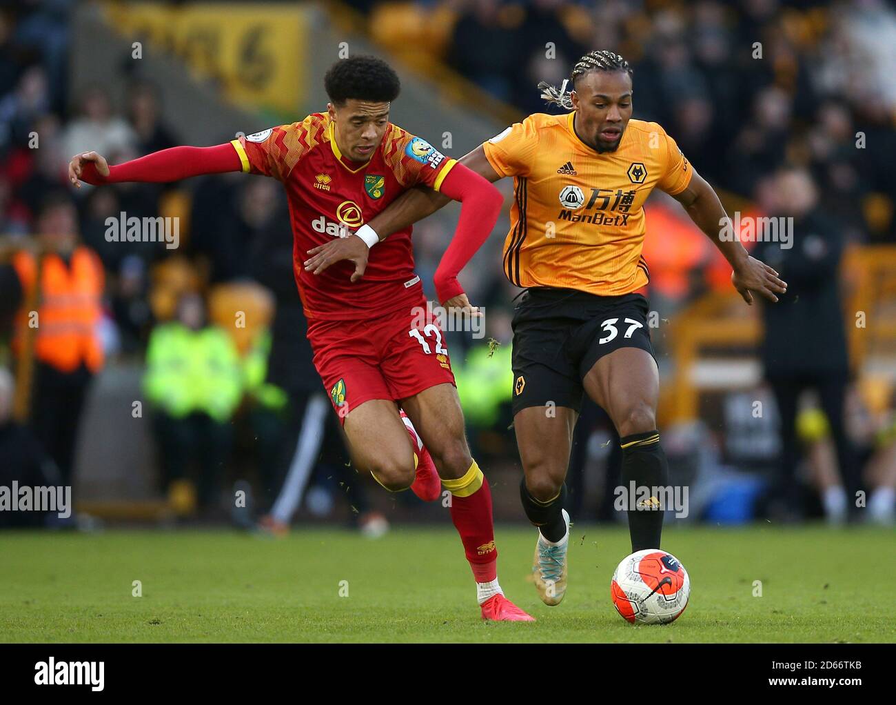Wolverhampton Wanderers' Adama Traore (right) and Norwich City's Jamal ...