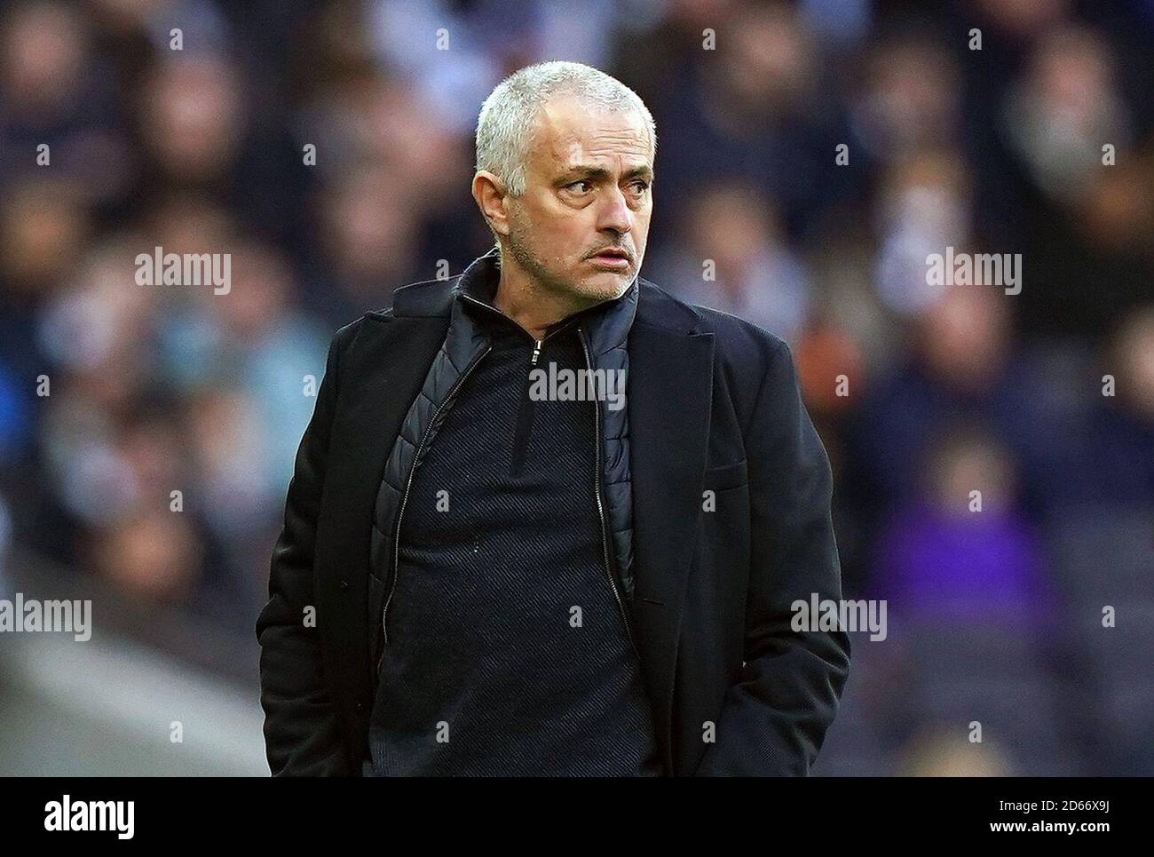 Tottenham Hotspur manager Jose Mourinho watches match action on the ...