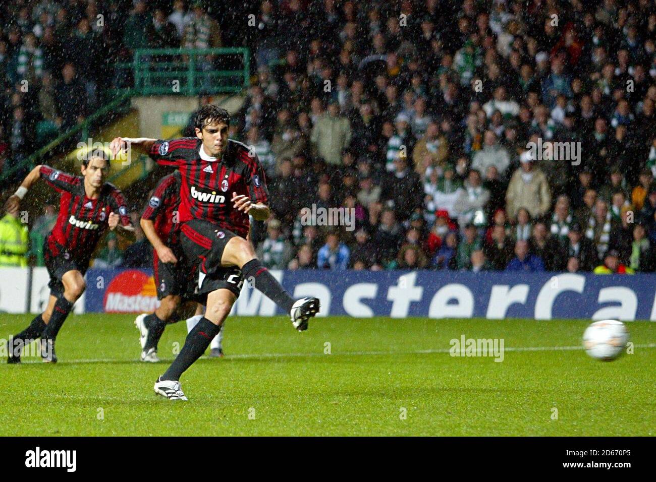 AC Milan's Ricardo Kaka scores from the penalty spot to put his side back on level terms. Stock Photo
