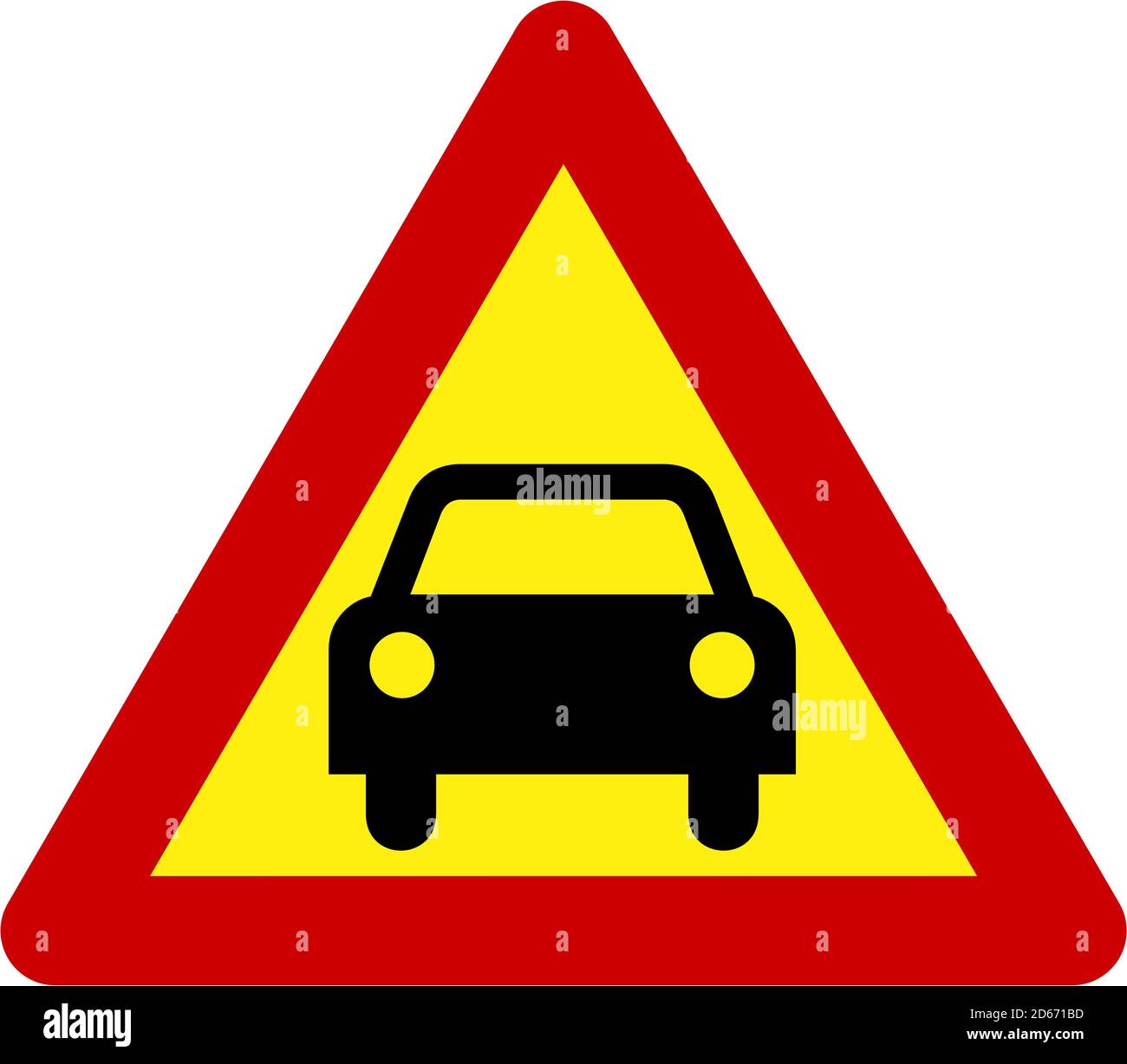 Yellow warning 2024 sign in car