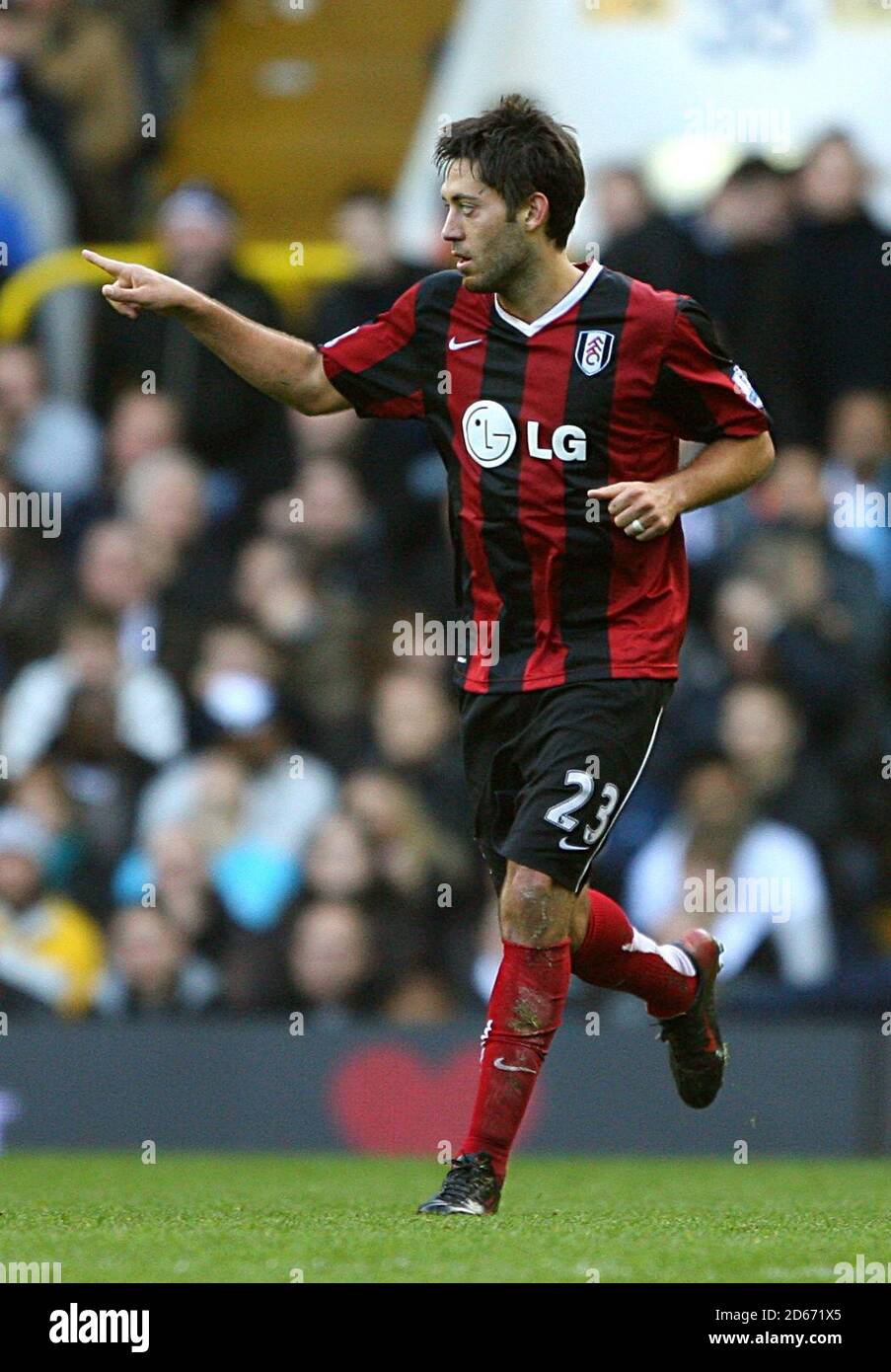 Fulham's Clint Dempsey celebrates scoring his side's first goal of the game. Stock Photo