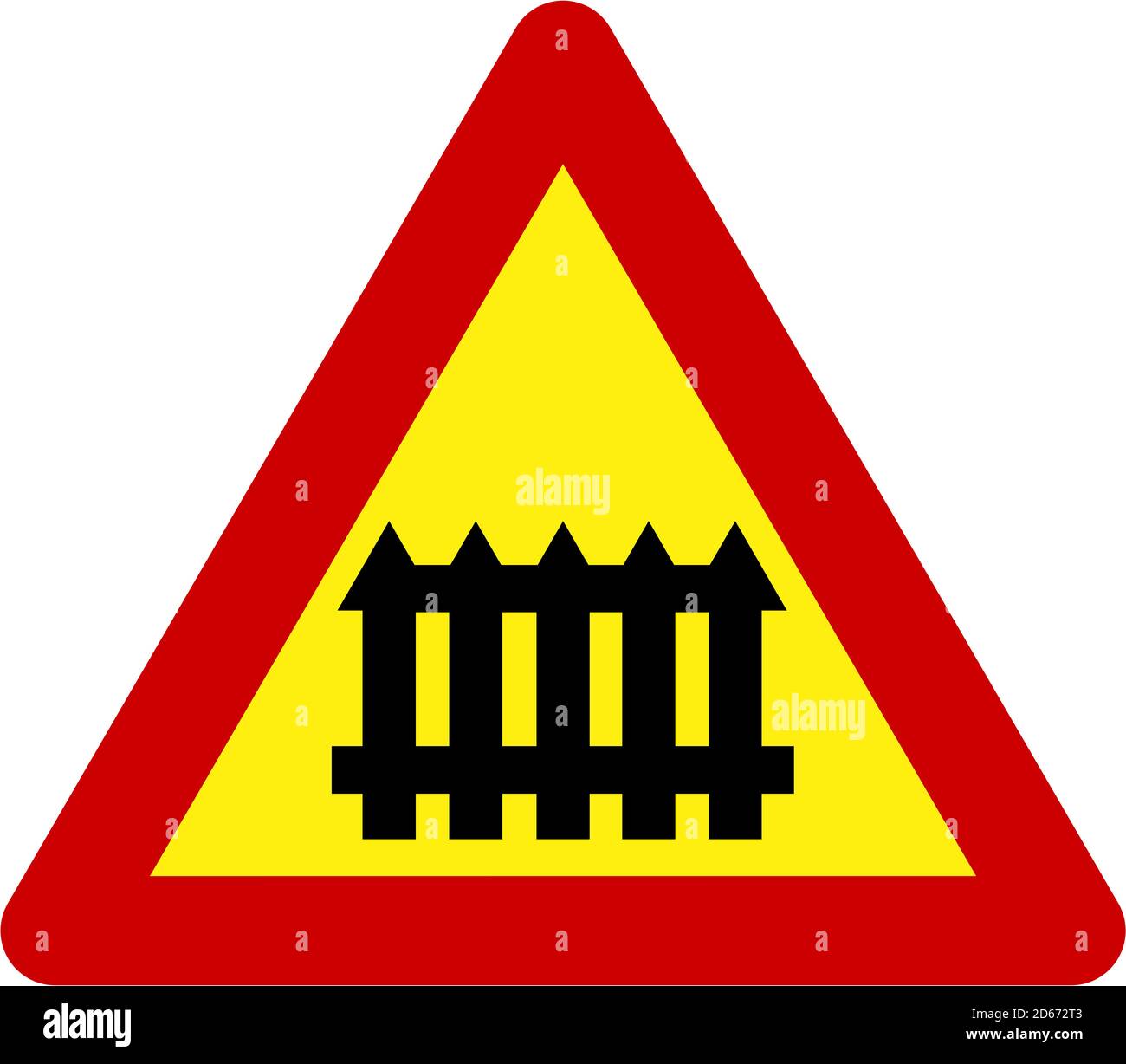 Warning Sign With Level Crossing Symbol Stock Photo Alamy
