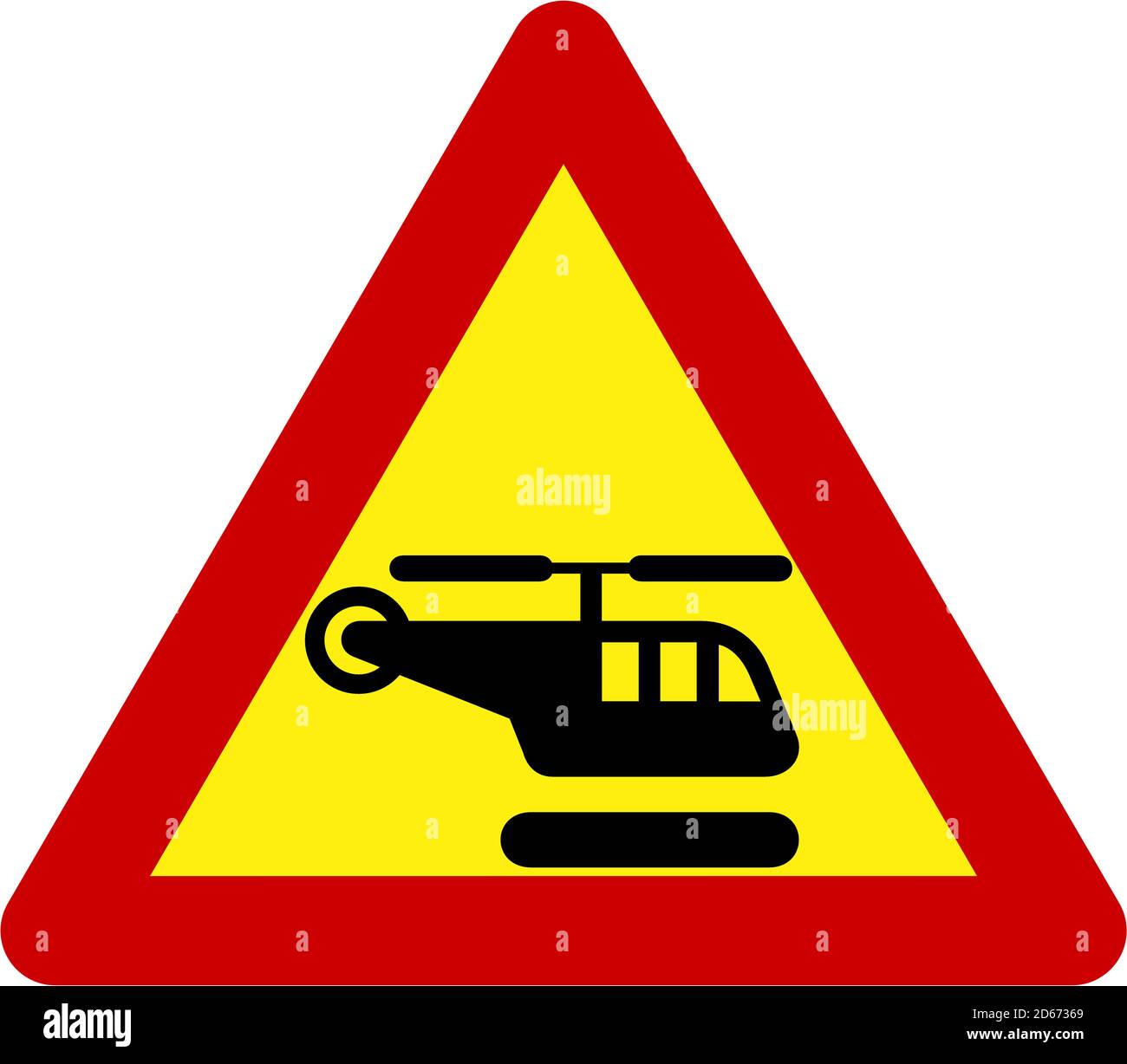Warning sign with helicopter symbol Stock Photo Alamy