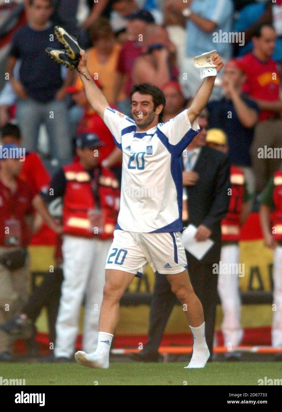 Greece's Georgios Karagounis celebrates at the end of the game Stock Photo