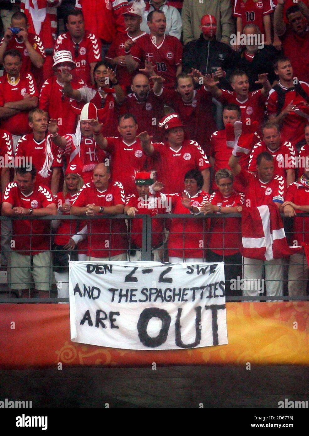 Denmark's fans send a message the Italy team Stock Photo