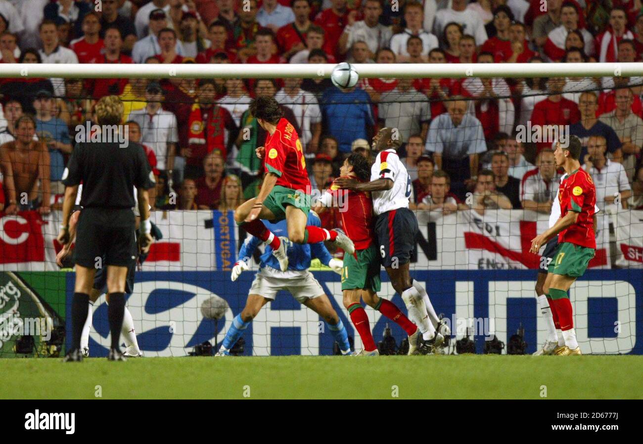Portugal's Helder Postiga scores the equalising goal against England Stock Photo