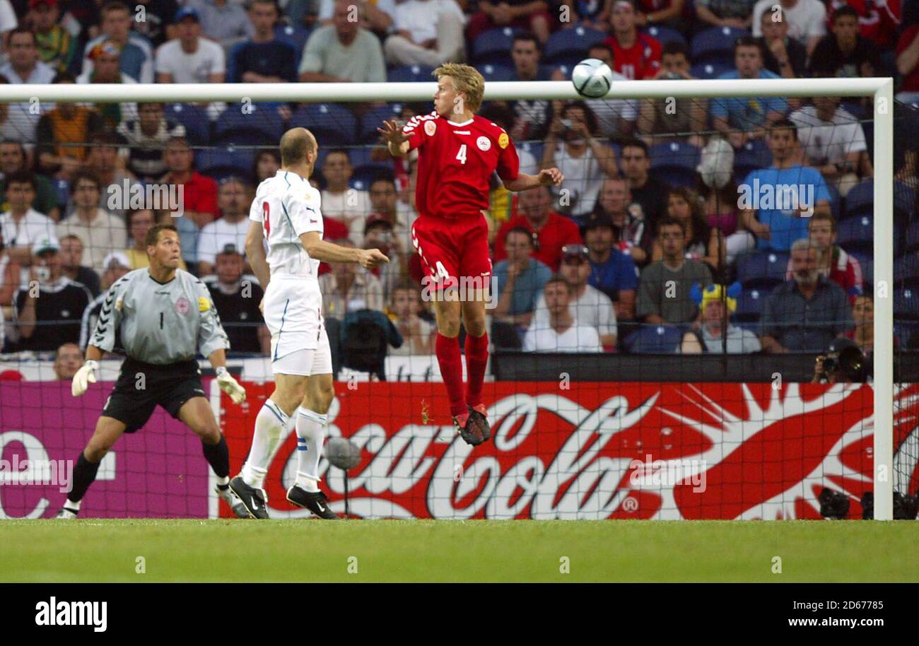 Czech Republic's Jan Koller scores the opening goal of the game Stock Photo