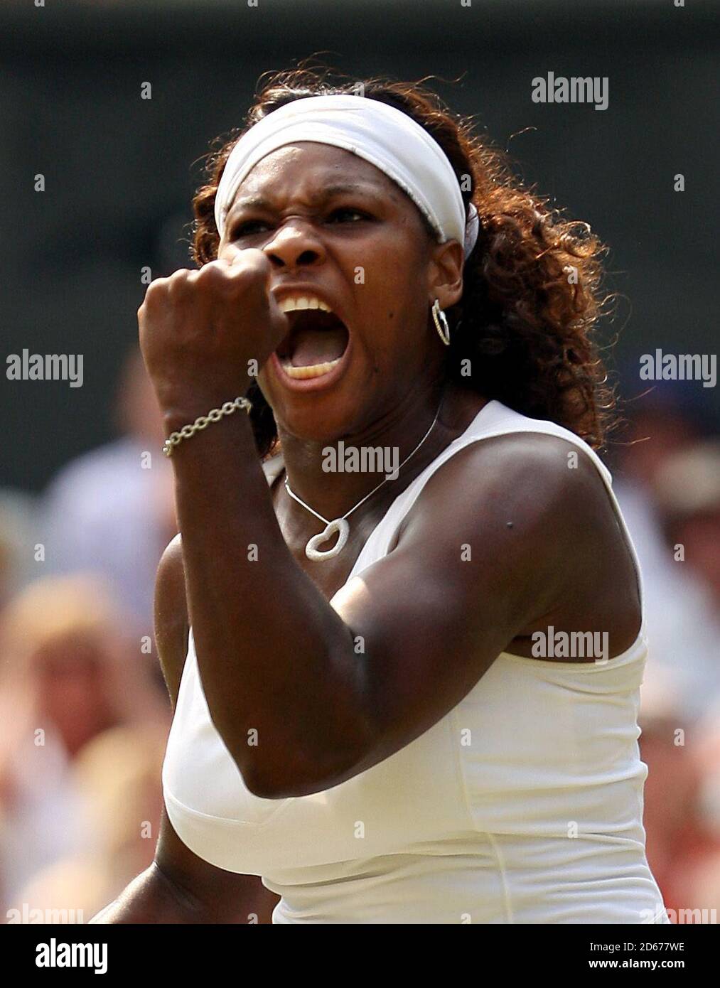 USA's Serena Williams celebrates a point against Russia's Elena Dementieva in their semi-final match Stock Photo