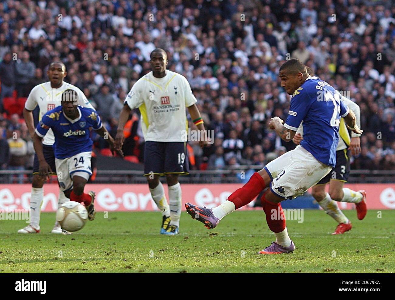 Portsmouth's Kevin-Prince Boateng scores their second goal from the penalty spot. Stock Photo