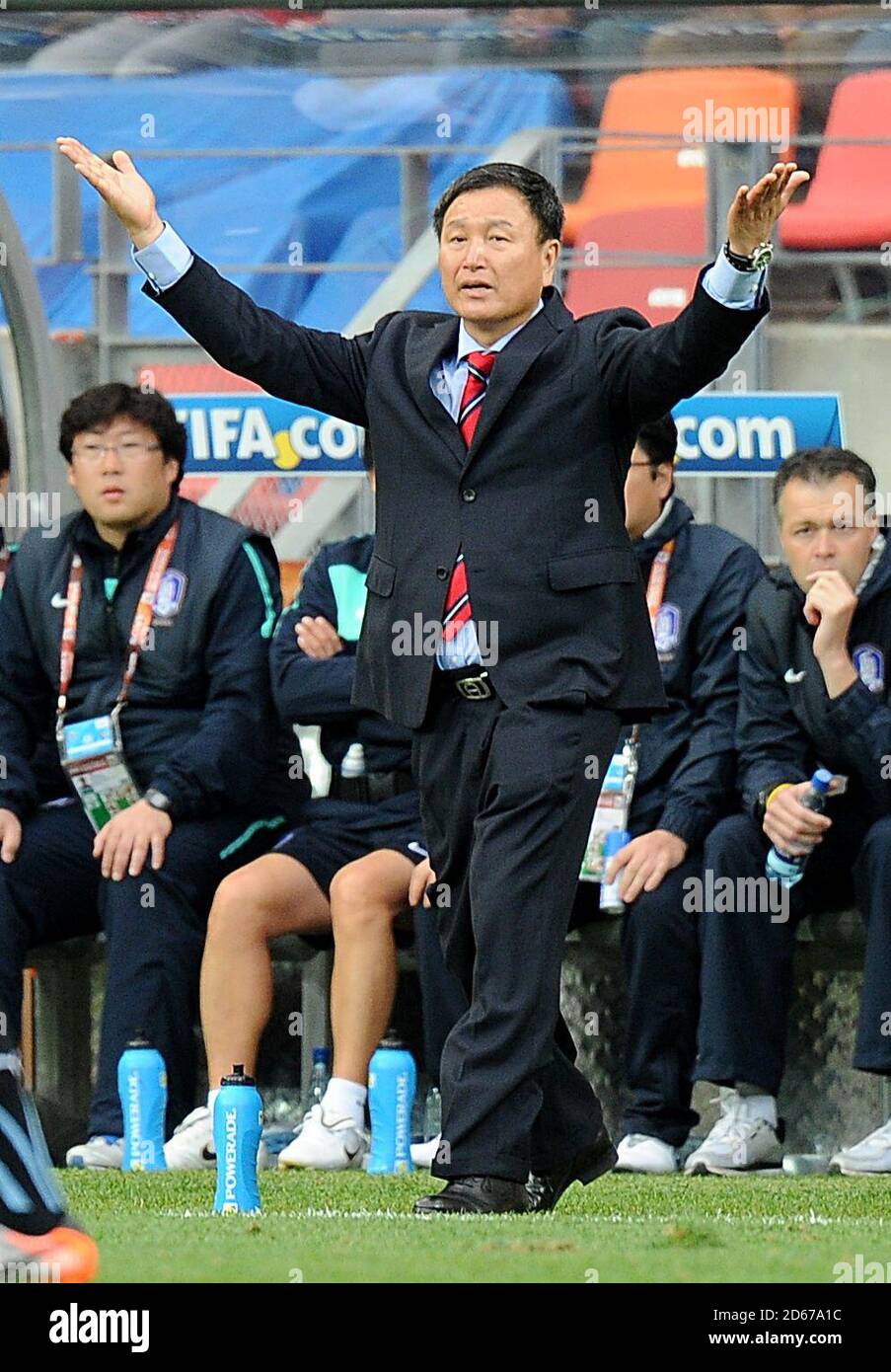 South korea head coach jung moo huh on the touchline South korea head coach jung moo huh on the touchline