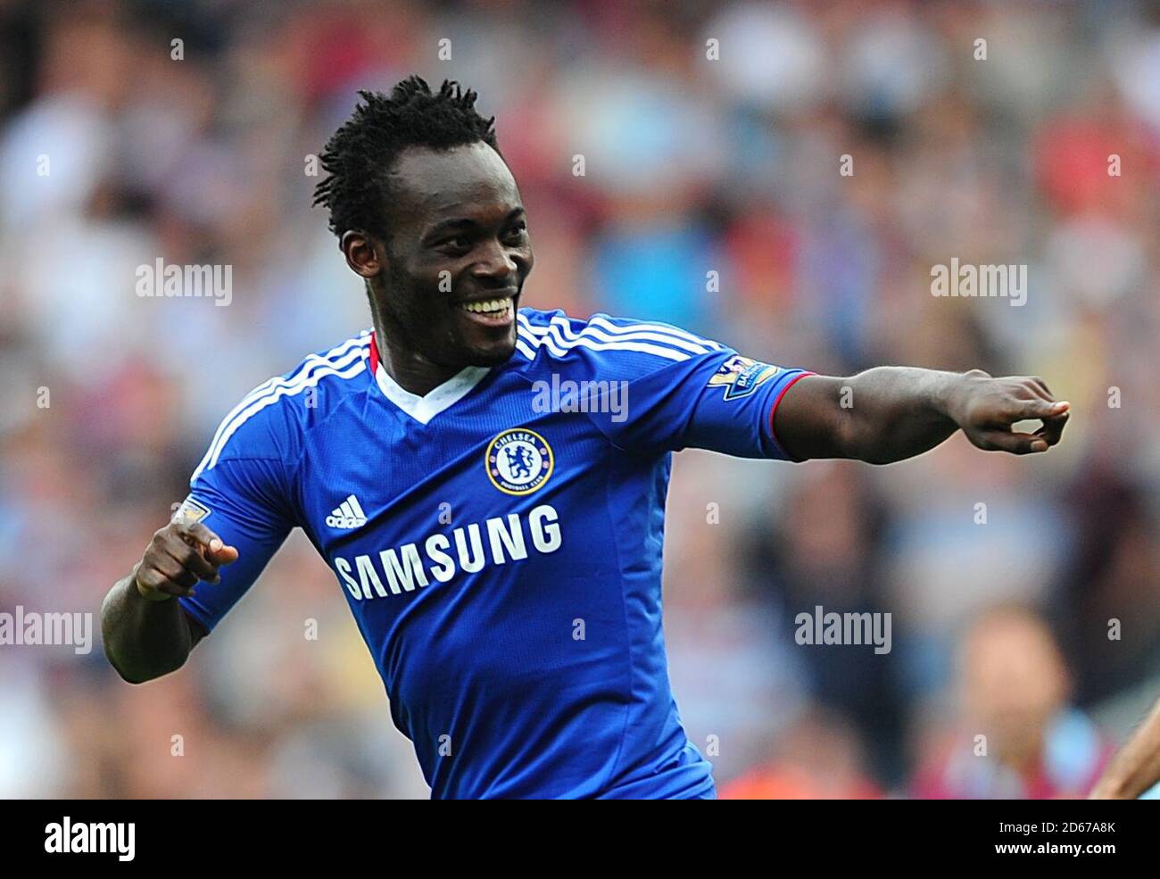 Chelsea's Michael Essien celebrates scoring the opening goal of the game Stock Photo