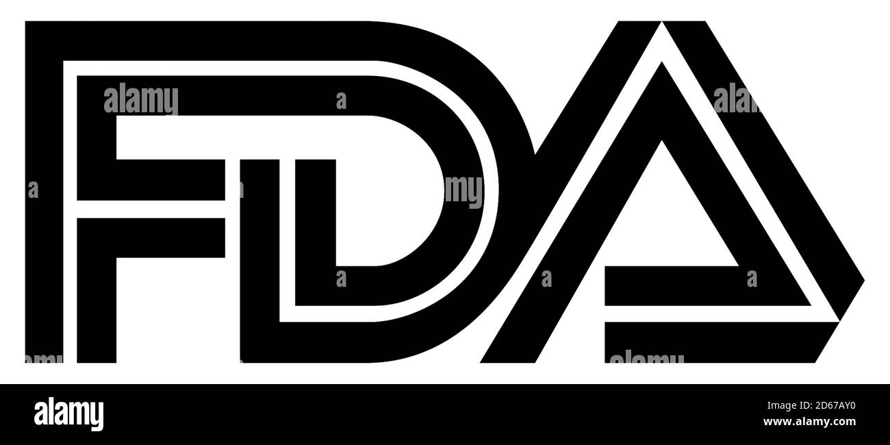 Logo of the Food and Drug Administration FDA of the USA for the food control and admittance of drugs - United States. Stock Photo