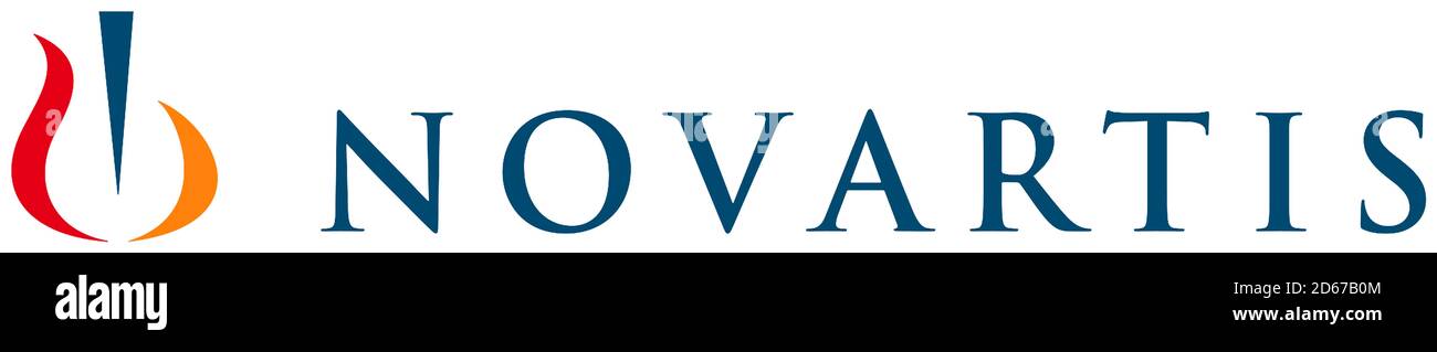 Logo of the pharmaceutical company Novartis AG with seat in Basel - Switzerland. Stock Photo