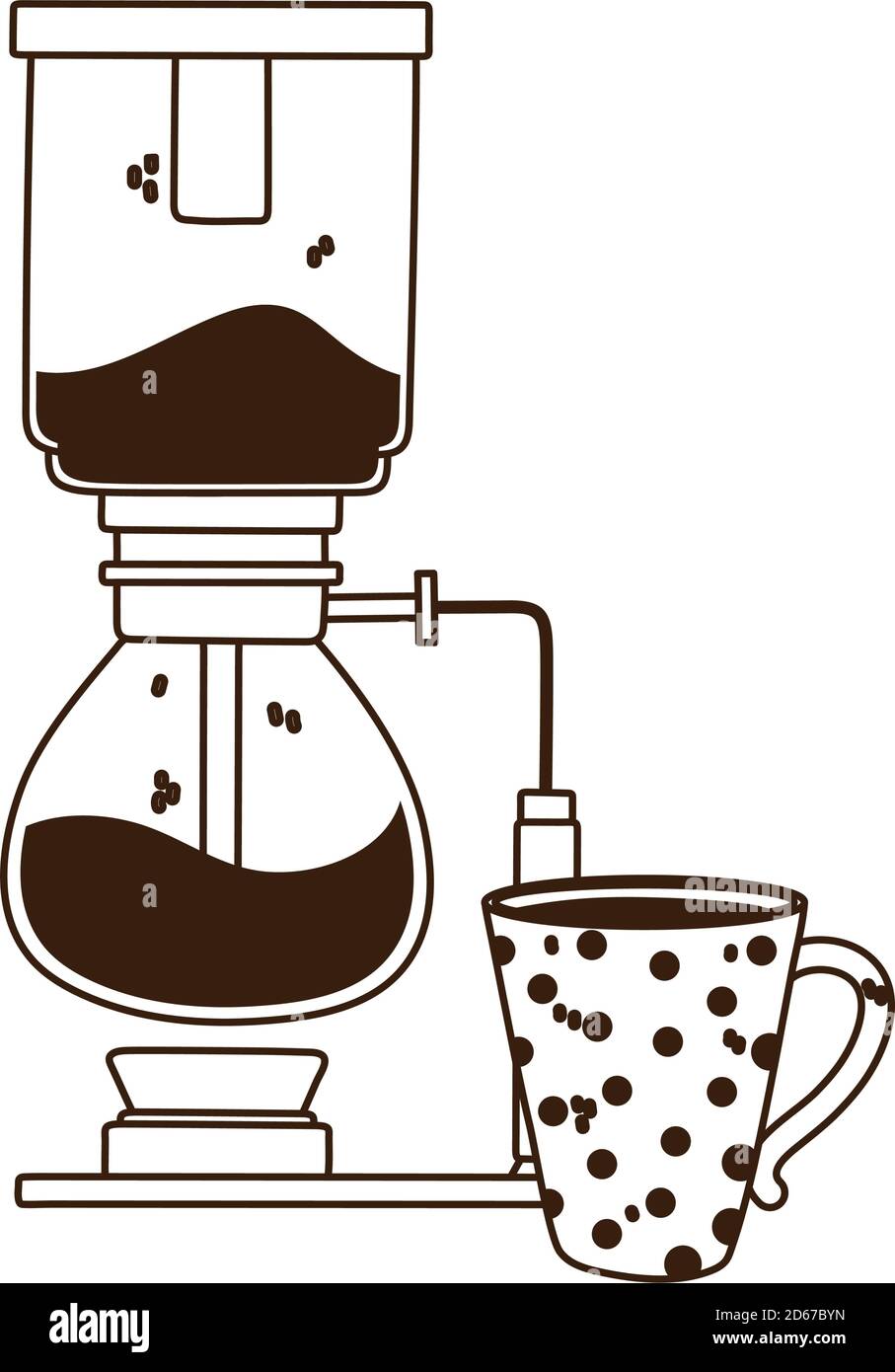 coffee brewing methods, syphon and coffee cup isolated design vector ...