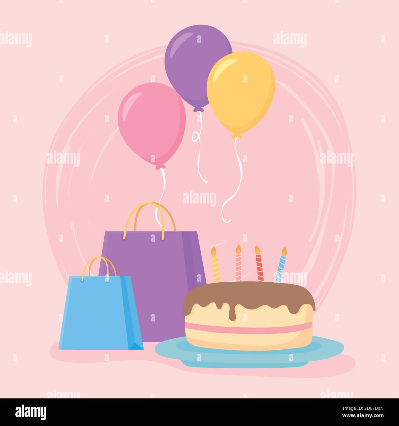 party birthday cake gifts and balloons decoration vector illustration ...