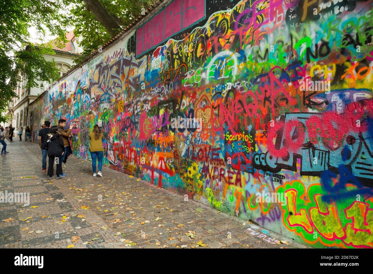 Lennon Wall in Prague, Czechia Stock Photo