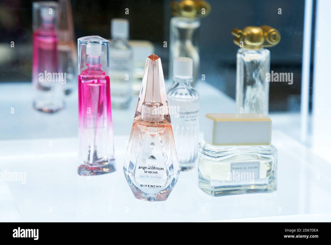 Givenchy perfume bottles on display in store Stock Photo