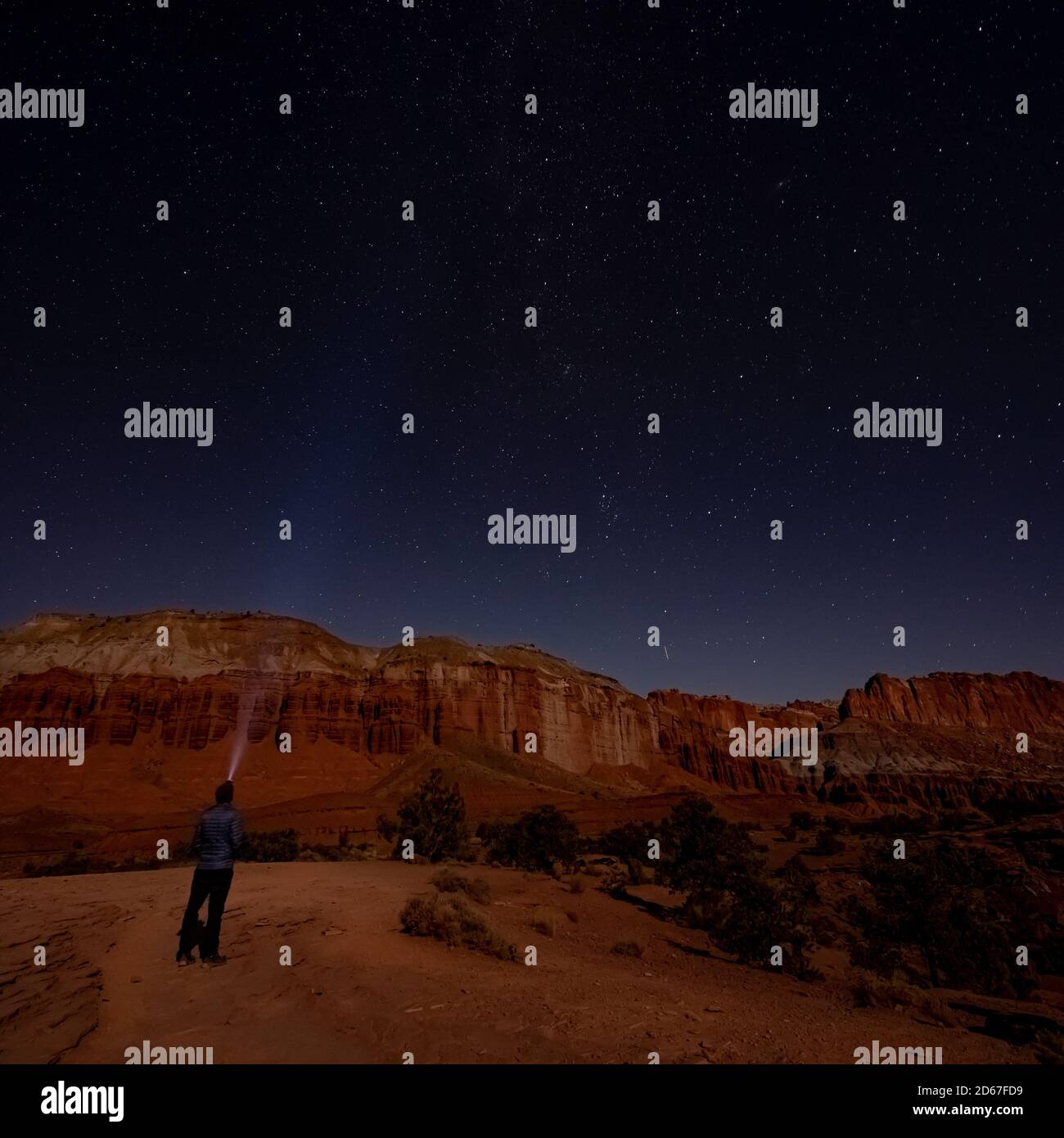 Spotting Stars in Capitol Reef on clear night Stock Photo