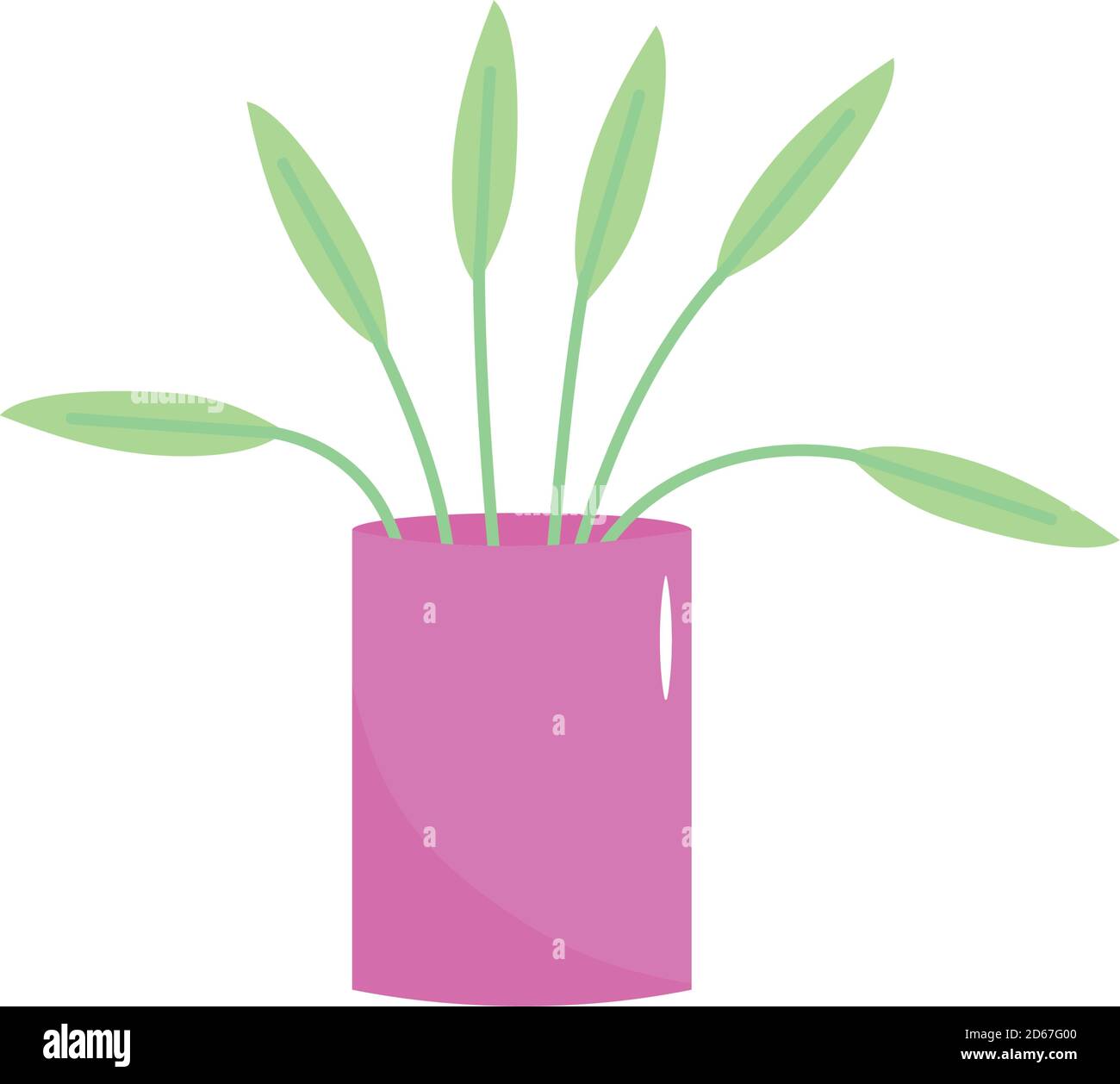 plant in a pink pot icon over white background, flat style, vector ...