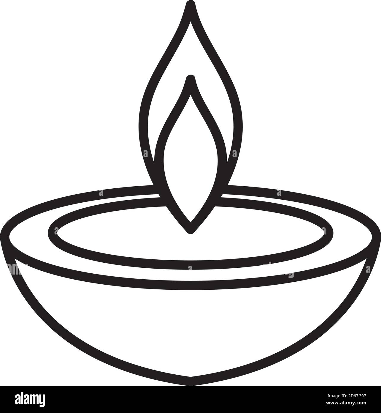 Icon Of Diwali Diya Over White Background Line Style Vector