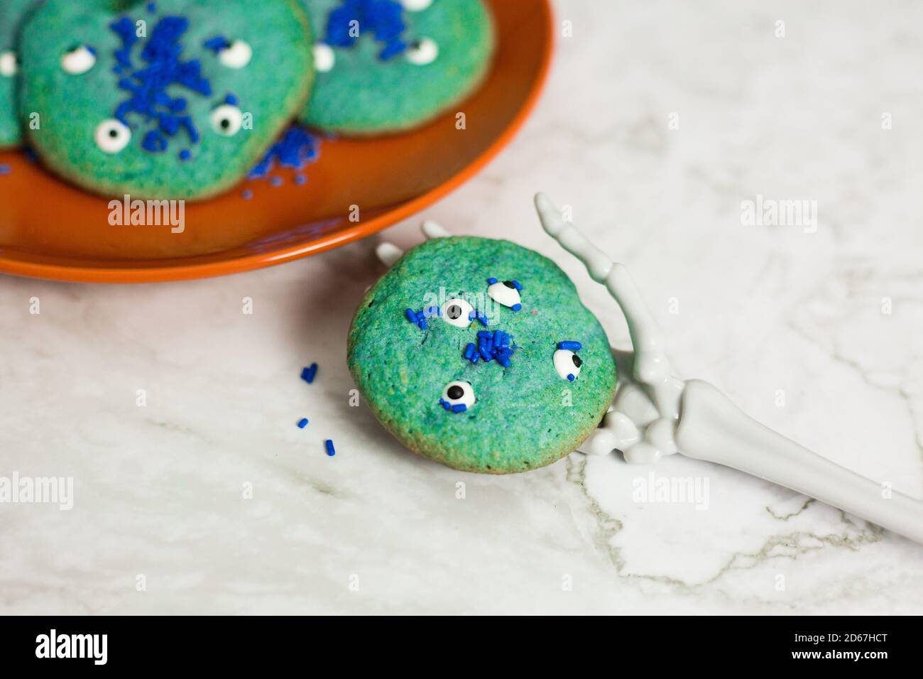 Single Blue Monster Cookie Stock Photo Alamy