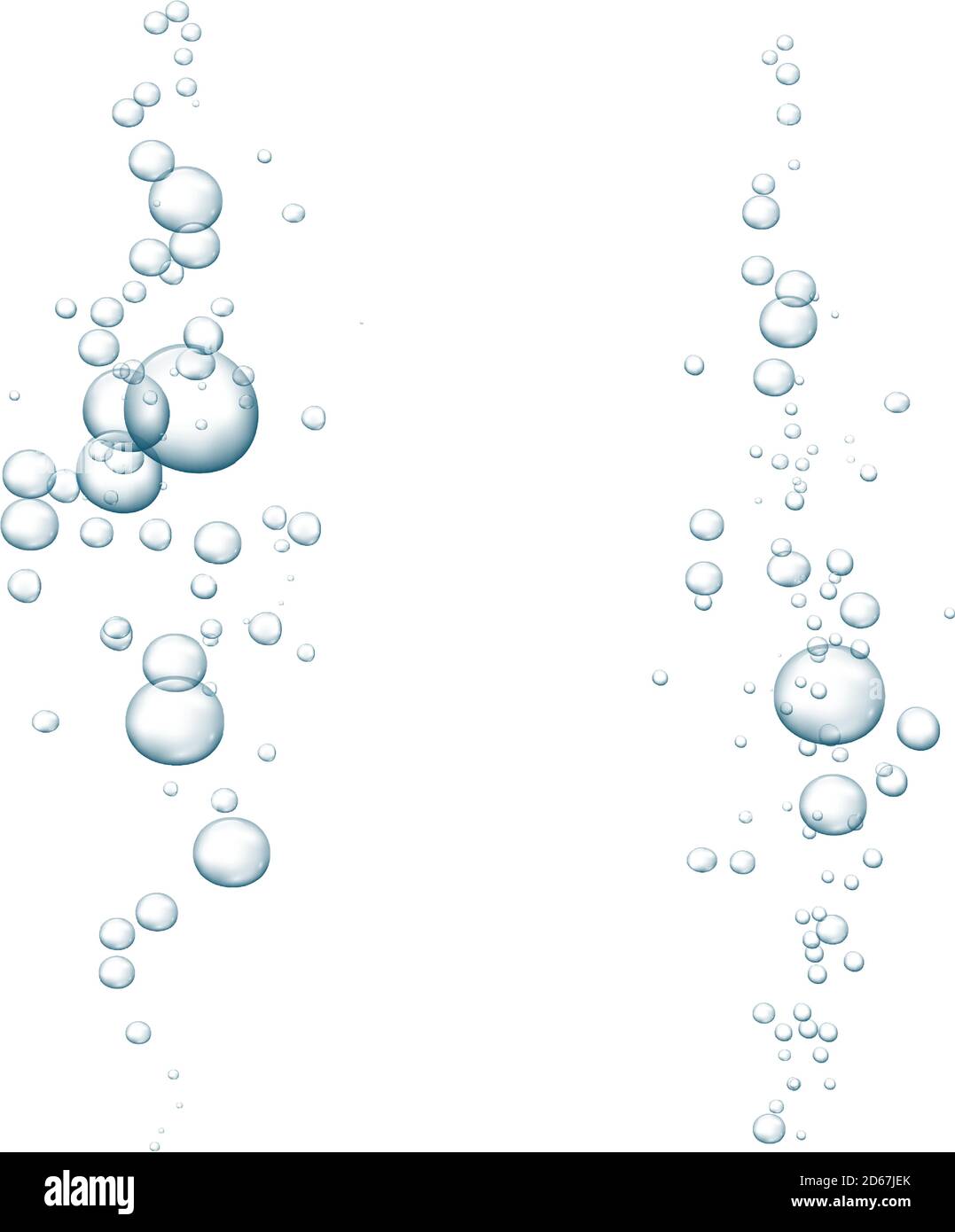 Blue fizzy bubbles. Sparkles underwater stream in water, sea, aquarium. Fizzy pop and effervescent drink. Abstract fresh soda bubbles. Vector illustration Stock Vector