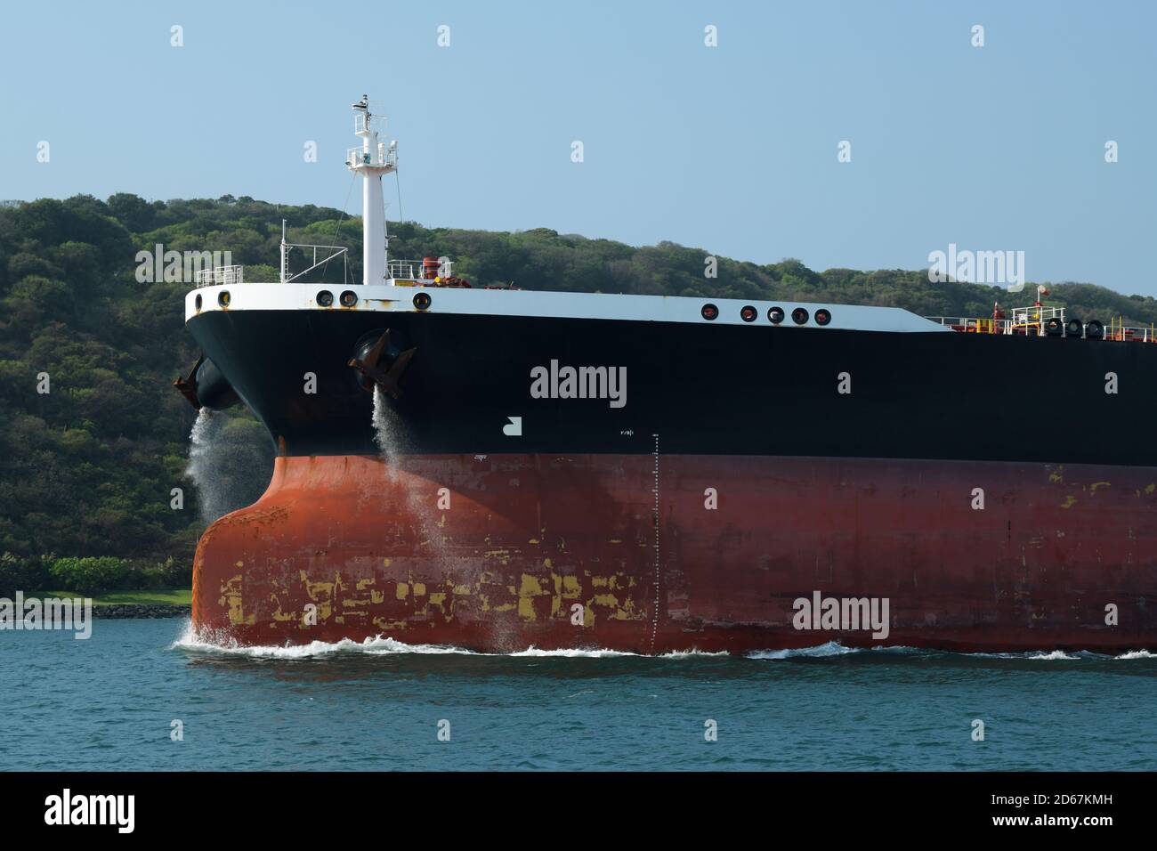 Transport, bow of cargo ship leaving harbour, motion, Durban, South Africa, commercial shipping, abstract, backgrounds, illustration, conceptual Stock Photo