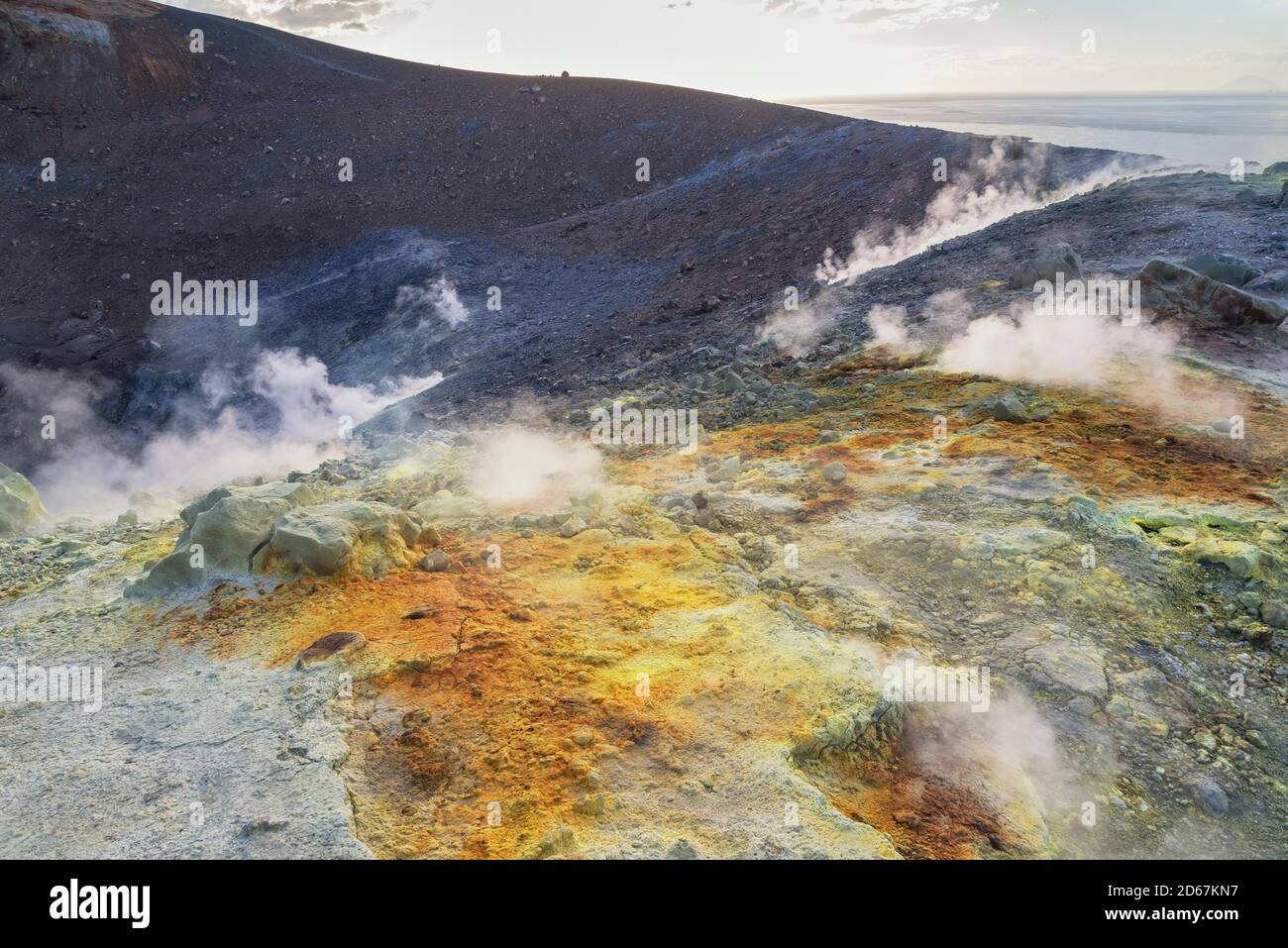 Gran cratere,Vulcano Island, Aeolian Islands, Sicily, Italy, Stock Photo